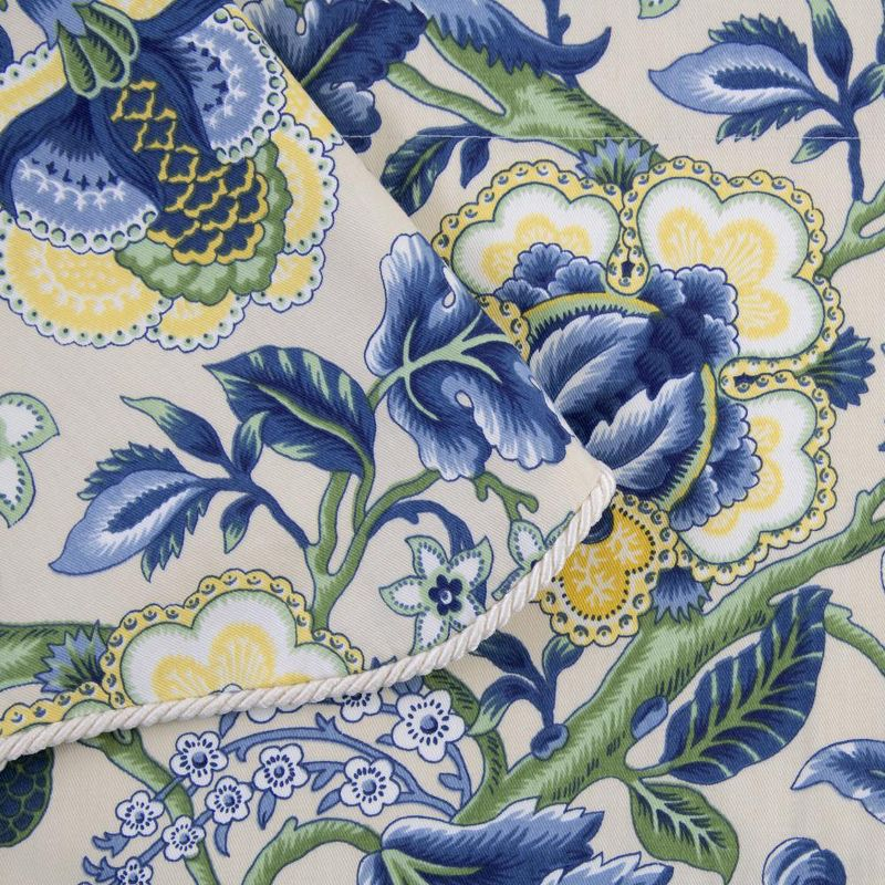 Ellis Curtain Regency 3" Rod Pocket Curtain Panel Pair with Tiebacks 96" x 84" Blue