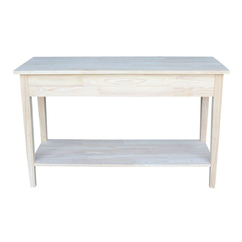 International Concepts 48" Spencer Console Server Table Light Brown: Hardwood Frame, Fixed Shelf Storage