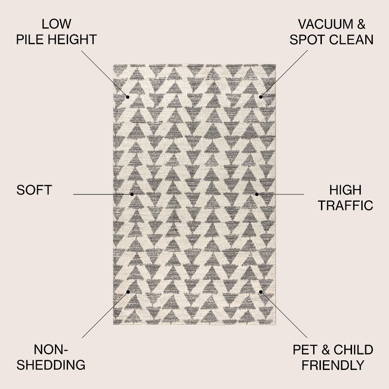 JONATHAN Y Aisha Moroccan Triangle Geometric Cream/Gray 5' Square Area Rug