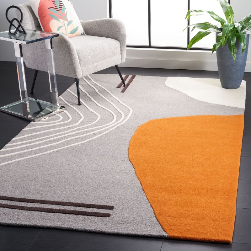 Rodeo Drive RD860 Hand Tufted Indoor Accent Rug - 4'x4' - Grey/Rust - Safavieh