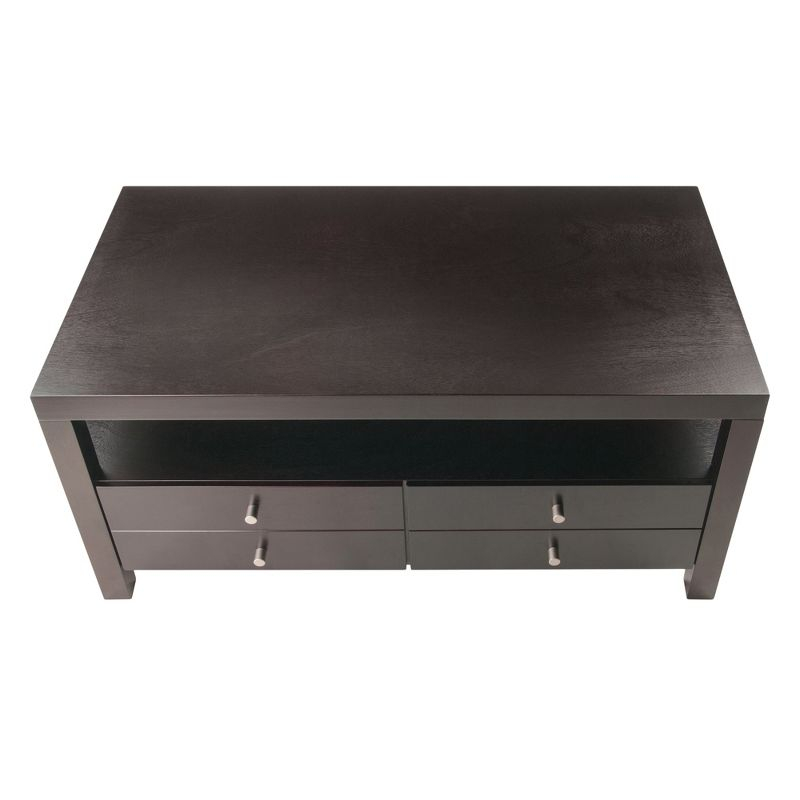 Copenhagen Coffee Table Espresso - Winsome: 2 Drawers, Open Shelf, Rectangular Wood Composite