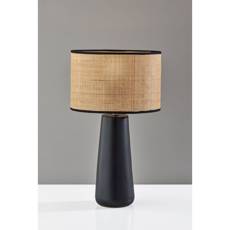 Sheffield Table Lamp Black - Adesso: Coastal Rattan Shade, Ceramic Base, ETL Listed, No Assembly Required