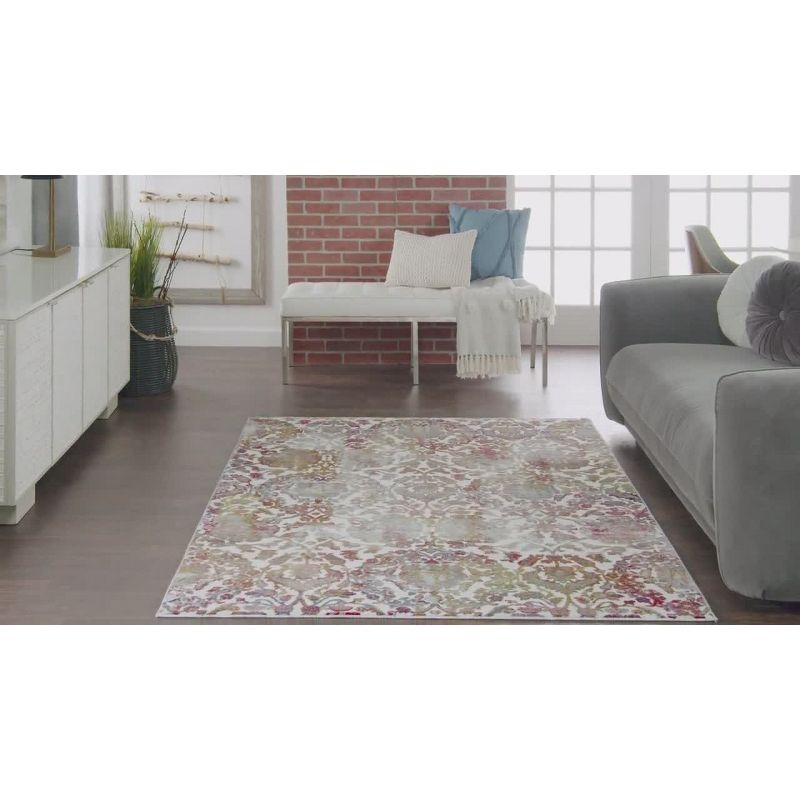 Nourison Global Vintage 7'10" x 9'10" (8' x 10') Ivory/Orange Area Rug Colorful Vintage Damask by Nourison