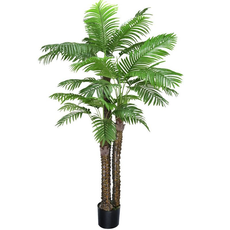8ft Artificial Palm Tree Fake Palm Plants Outdoor Indoor in Pot Large Faux Palm Plants for Living Room Front Porch Patio Pool Garden Home Office Decor