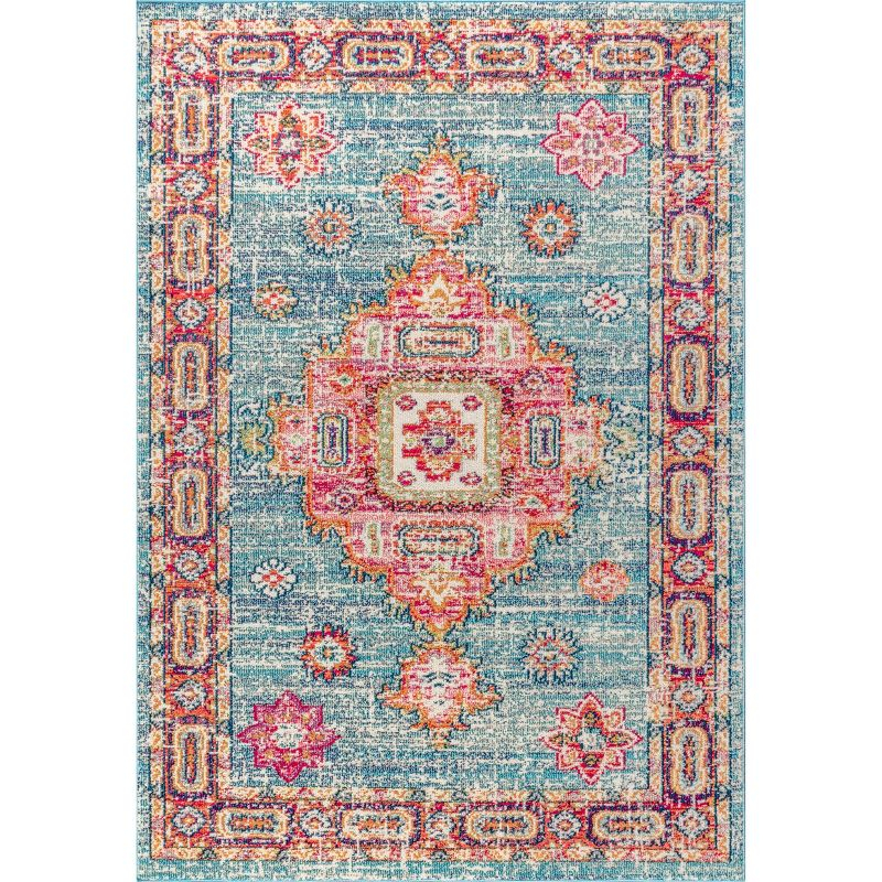 JONATHAN Y Bohemian FLAIR Boho Vintage Medallion Blue/Red 8 ft. x 10 ft. Area Rug