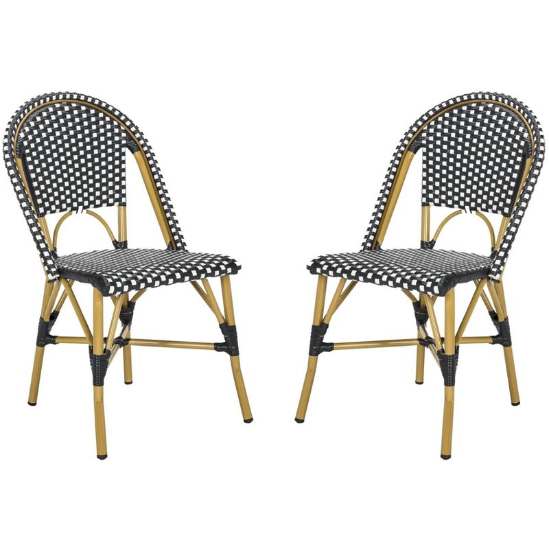 Salcha Side Chair (Set Of 2) - Indoor/Outdoor - FOX5210 - Black/White - Safavieh