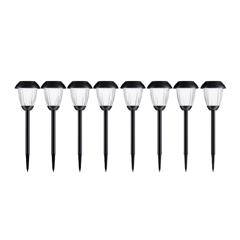 Nature Spring 16-in Stainless Steel Solar Garden Path Lights - Black, Set of 8