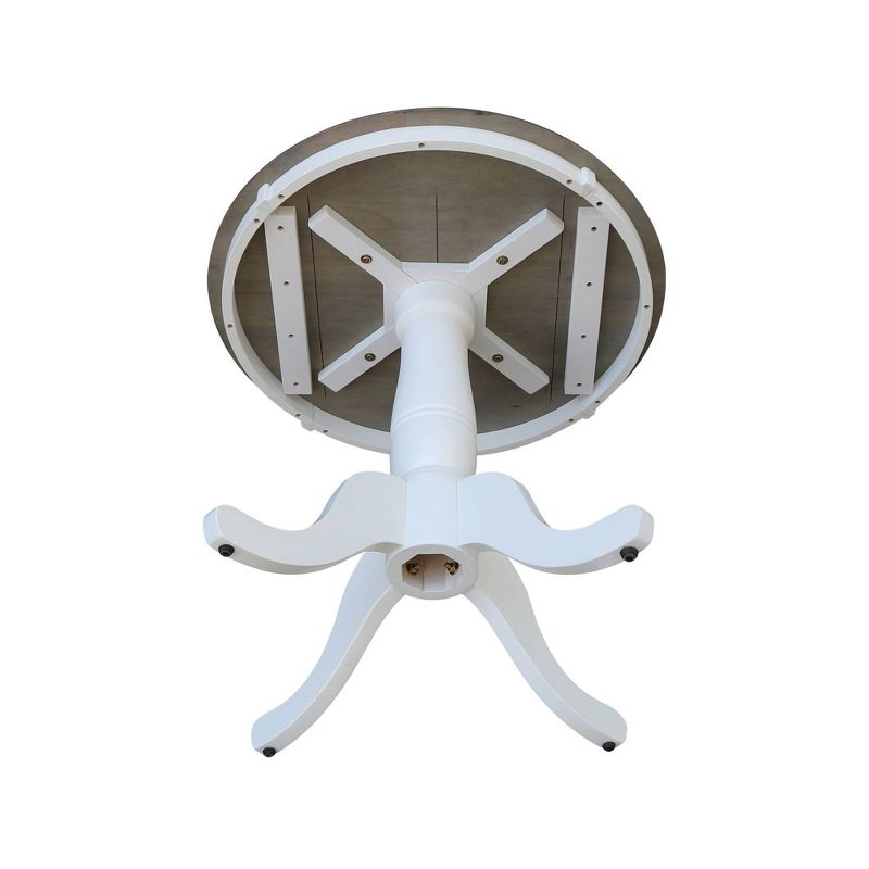 29" Dining Height Ronin Round Pedestal Table White/Heather Gray - International Concepts: Solid Wood, Small Space