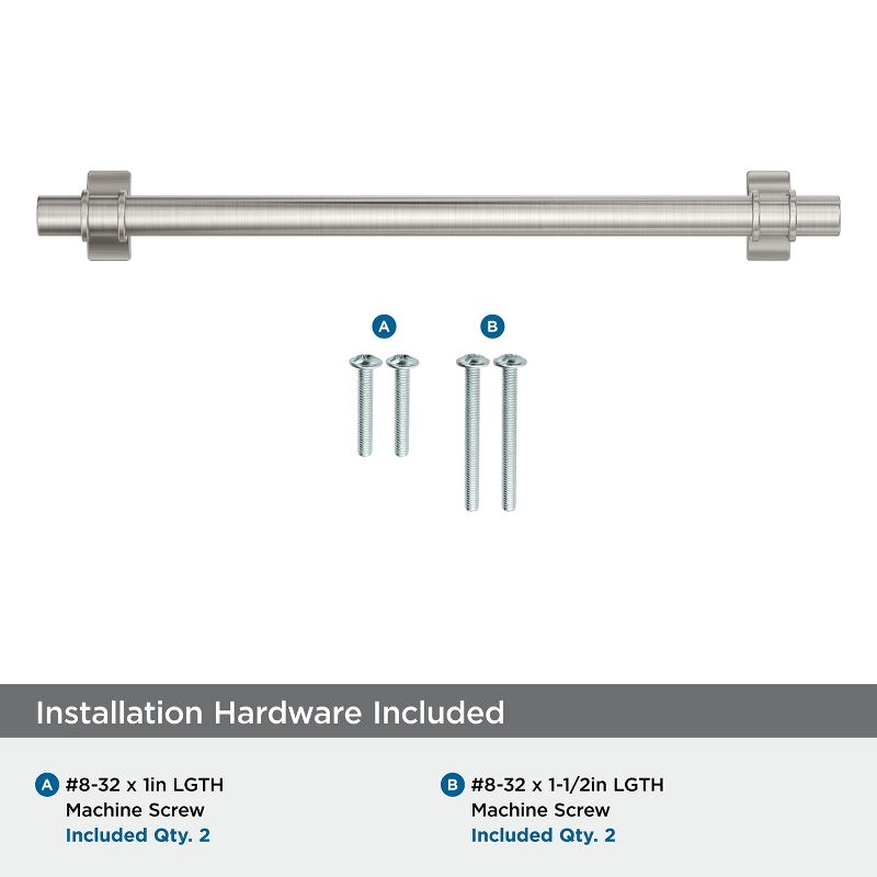 Amerock Davenport 7-9/16 inch (192mm) Center-to-Center Satin Nickel Cabinet Pull