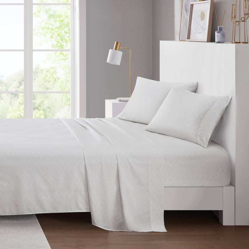 Intelligent Design Queen Print Microfiber All Season Soft Wrinkle Free Sheet Set Beige: Machine Washable, Elastic Fitted Sheet, OEKO-TEX Certified