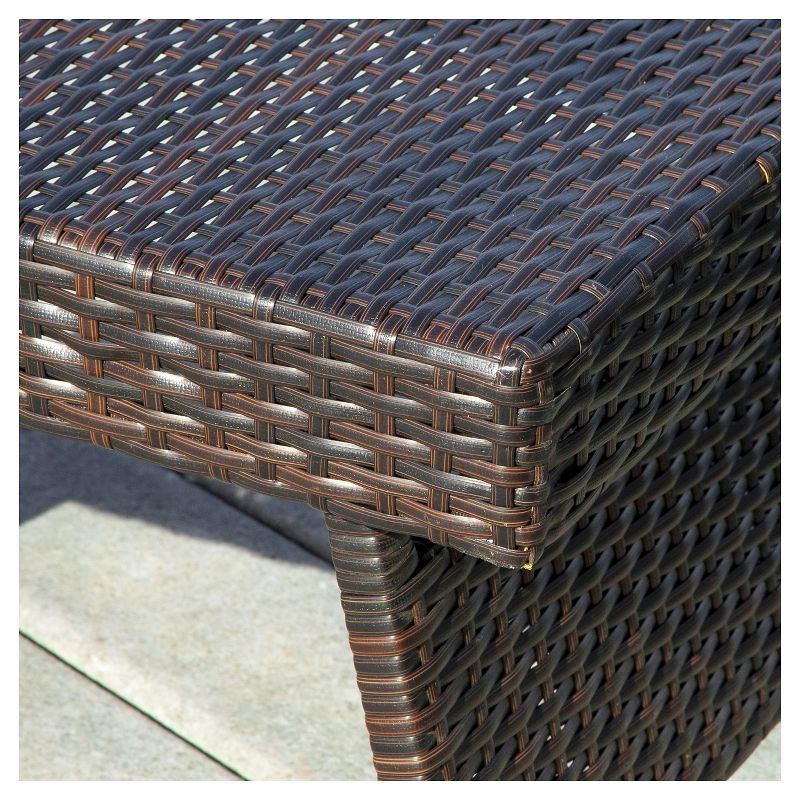 Salem Wicker Adjustable Folding Patio Table - Brown - Christopher Knight Home
