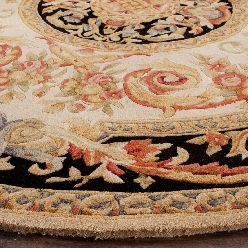 Savonnerie SAV206 Hand Tufted Area Rug - Ivory/Gold - 6' Round - Safavieh.