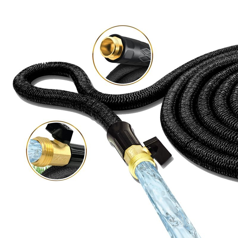 Xhose Pro 50 Foot Expandable Garden Hose with Brass Nozzle, Lightweight and Kink Free