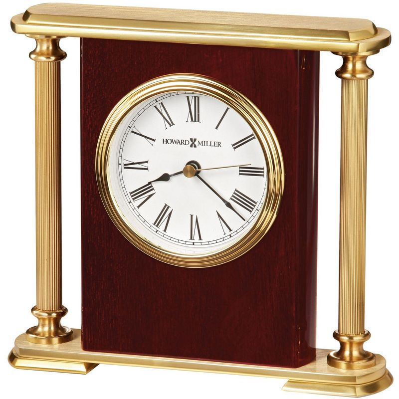 Howard Miller® Table Clocks Glam Roman Numeral Quartz Movement / Crystal Tabletop Clock in Rosewood/Fluted Brass