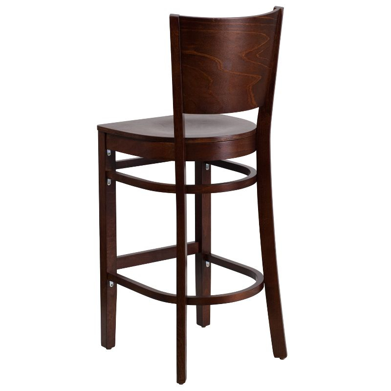 Flash Furniture Lacey Series Solid Back Walnut Wood Restaurant Barstool