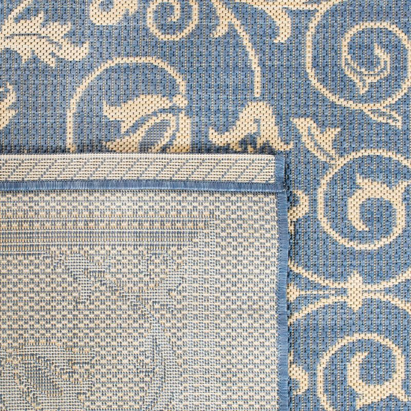 Courtyard CY2098 Power Loomed Indoor and Outdoor Area Rug - Blue/Natural - 6'7"x6'7" - Safavieh