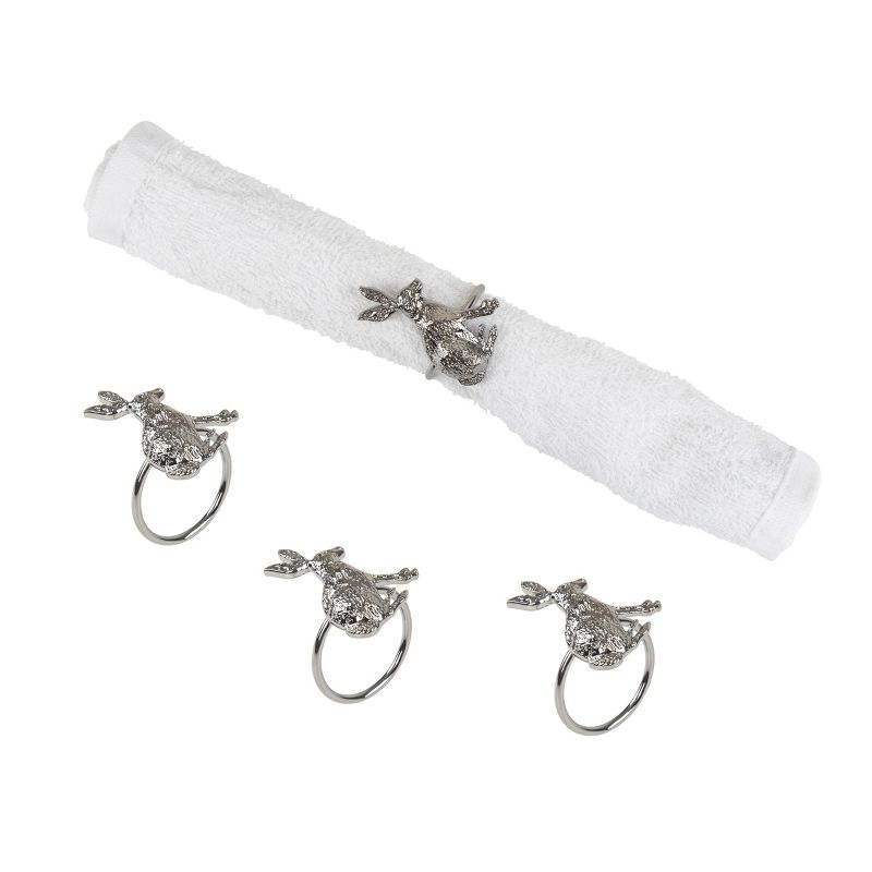 C&F Home Easter Charcoal Bunny Rabbit Napkin Ring, Set of 4