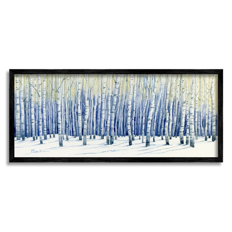 Stupell Industries Looming Winter Birch Trees Framed Giclee Art, 13 x 30