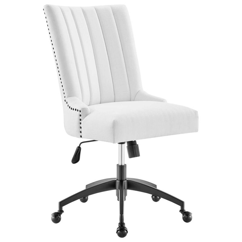 Empower Channel Tufted Fabric Office Chair Black/White - Modway: Armless, with Wheels, Adjustable Height