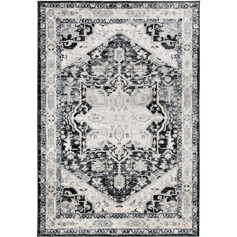 Brentwood BNT852 Power Loomed Indoor Area Rug - Black/Ivory - 8'x10' - Safavieh