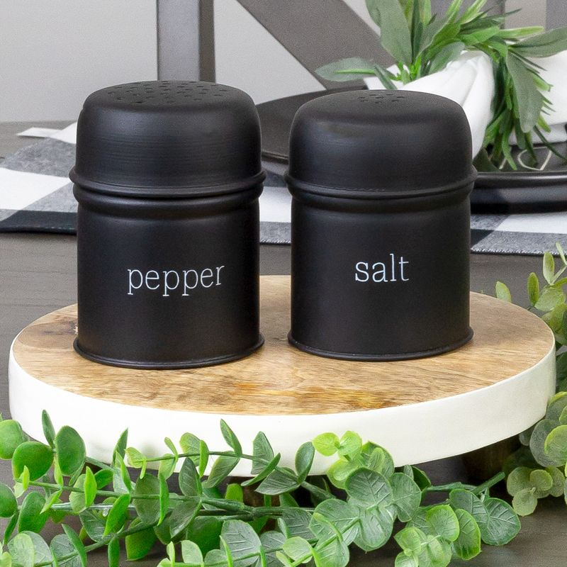 AuldHome Design Black Salt and Pepper Shaker Set; Modern Farmhouse Retro Style Shaker Set
