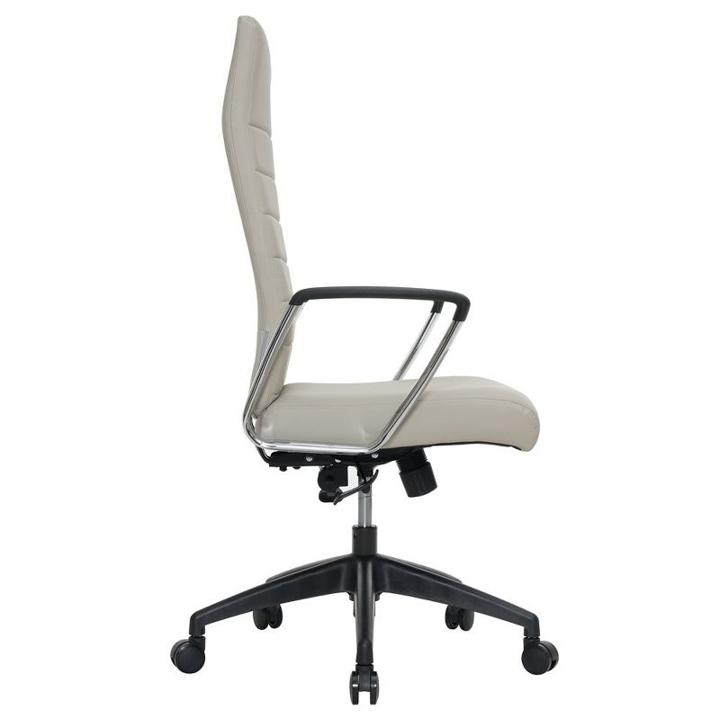LeisureMod Hilton High-Back Adjustable Office Conference Chair Upholstered in Leather with Steel Frame in Tan