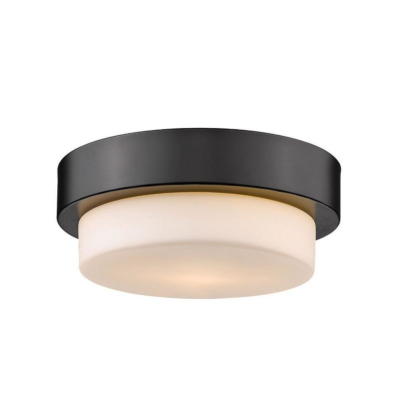 Golden Lighting Multi-Family 1-Light Flush Mount in Matte Black with Opal Glass