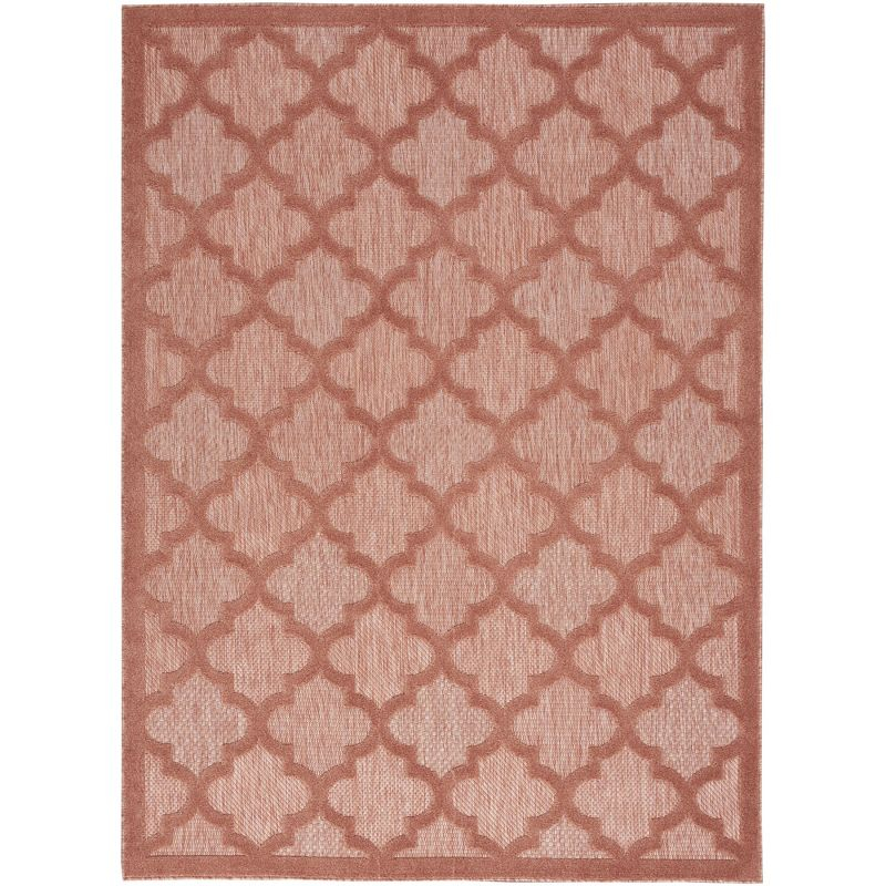 Nourison Easy Care Trellis Flatweave Indoor Outdoor Area Rug 6' x 9' Coral/Orange