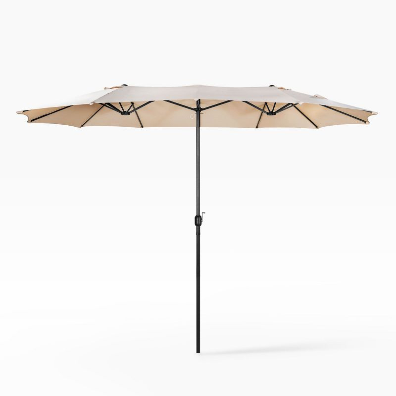 WestinTrends 15 x 9 Ft Double Sided Outdoor Twin Patio Market Table Umbrella, Beige