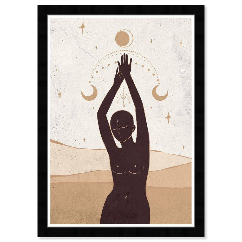15" x 21" Astral Body Moon and Stars Framed Wall Art Print Black - Wynwood Studio