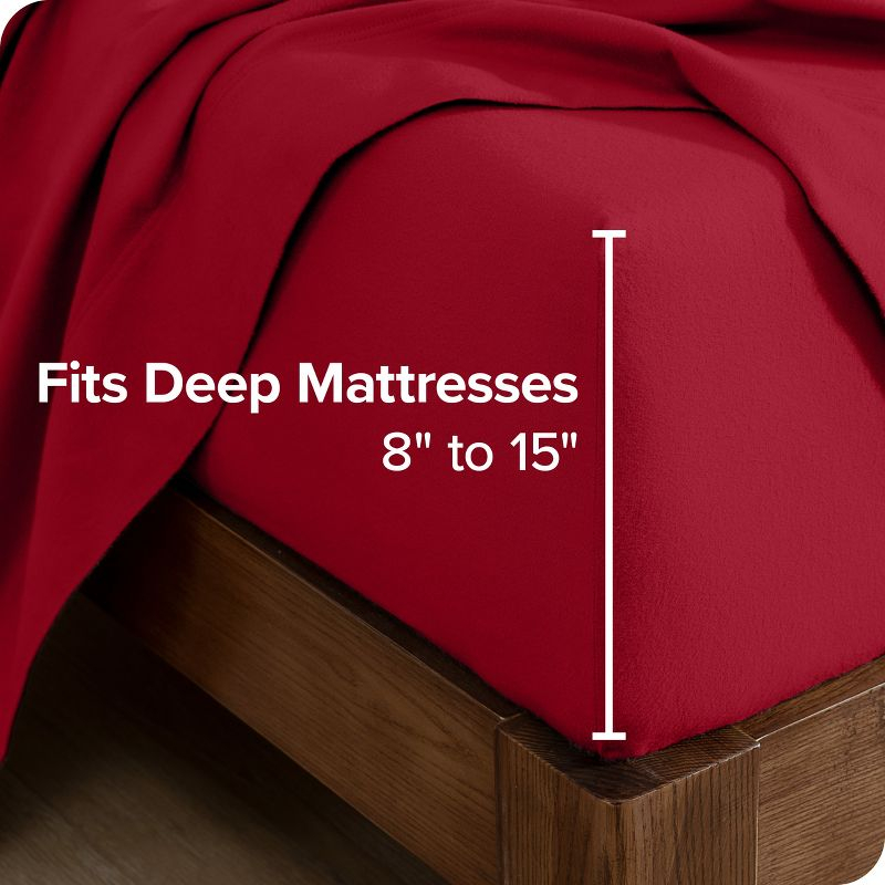 Twin Size Red Cotton Flannel Fitted Sheet by Bare Home