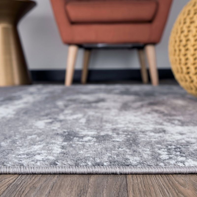 World Rug Gallery Distressed Abstract Watercolor Gray 7'10" x 10' Area Rug