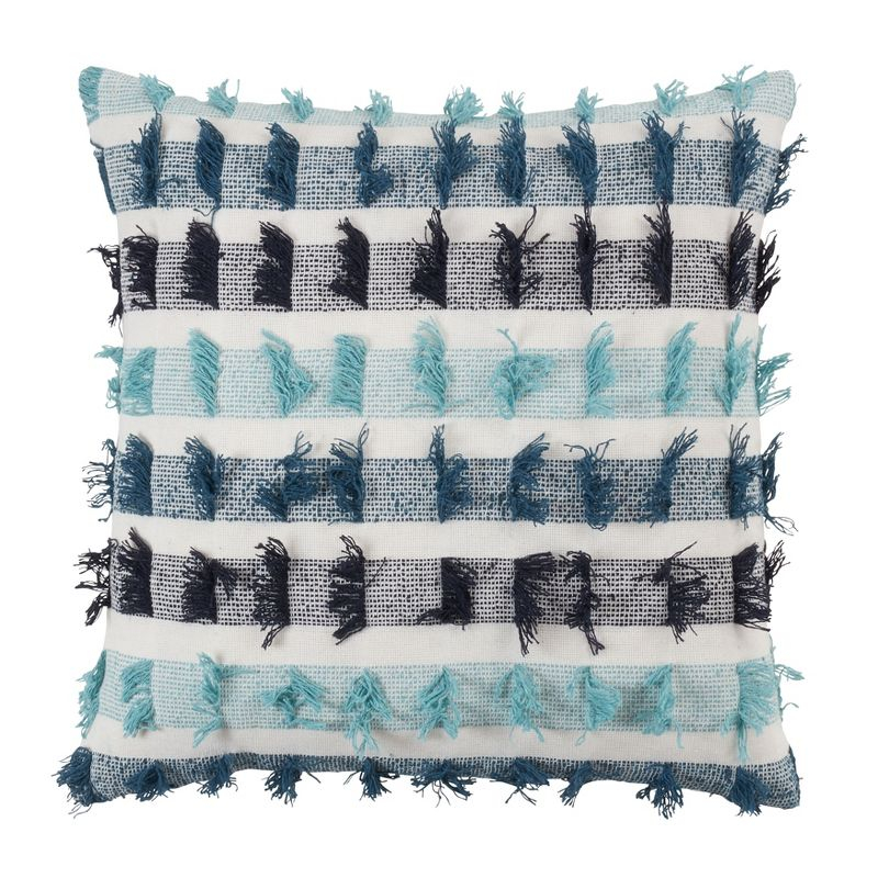 Saro Frankie Collection Fringed Cotton Throw Pillow