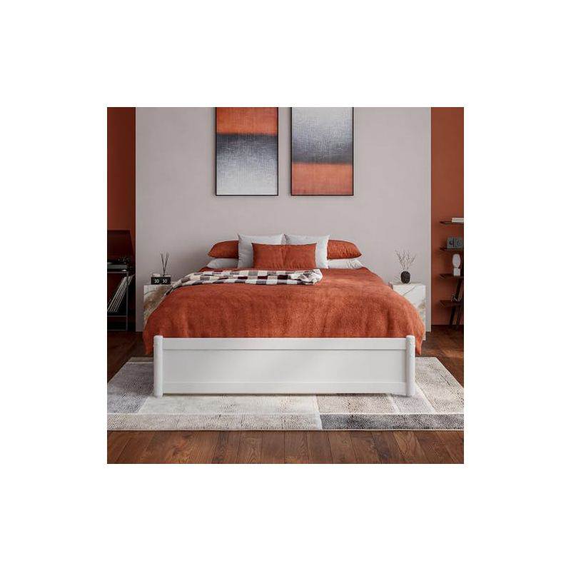 AFI Furnishings AFI Barcelona Full Solid Wood Panel Platform Bed with Twin Trundle in White