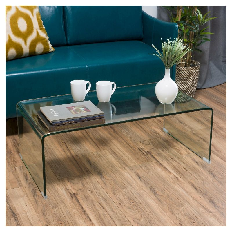 Christopher Knight Home Ramona Glass Rectangle Coffee Table Clear: Tempered Material, No Assembly Required