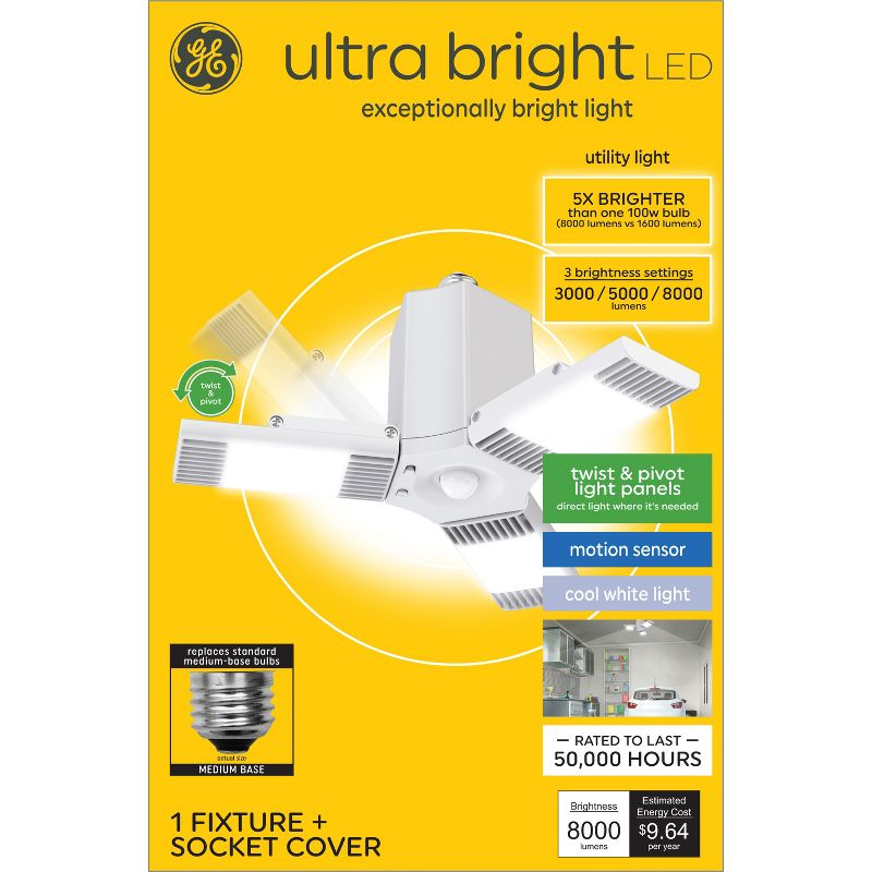 GE Ultra Bright Cool White Utility Light Fixture: LED Garage & Utility Room Light, 8000 Lumens, 80W, Energy Star Certified