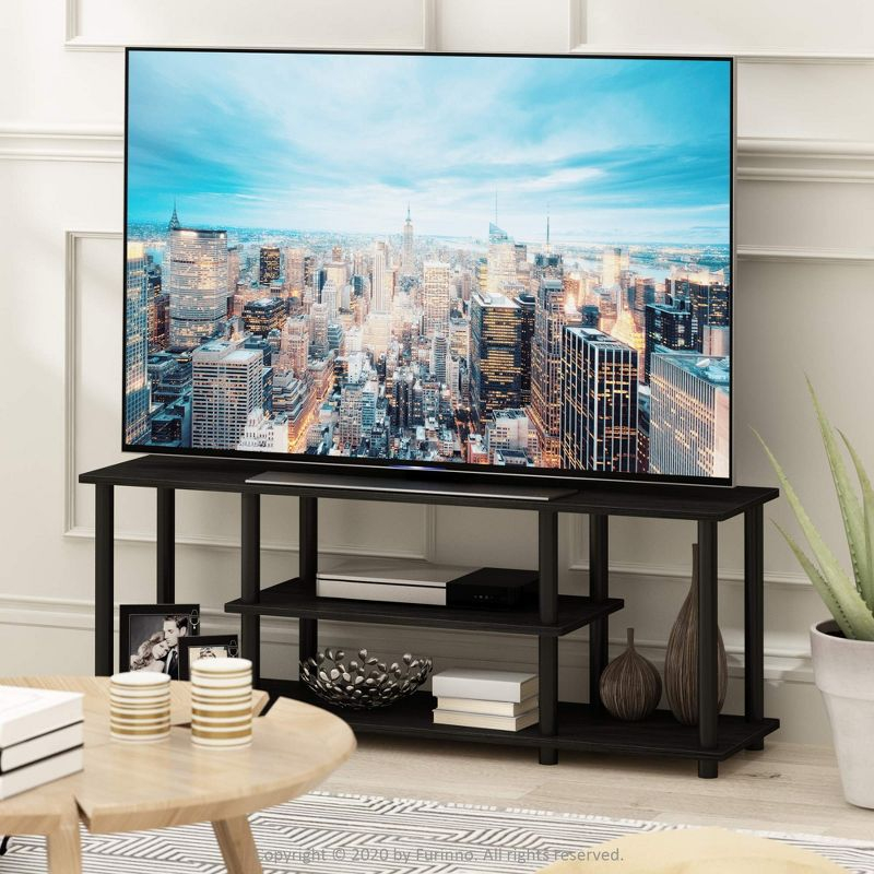 Furinno No Tools 3-Tier TV Stands for TV's up to 50" Entertainment Media Center Walnut/Black