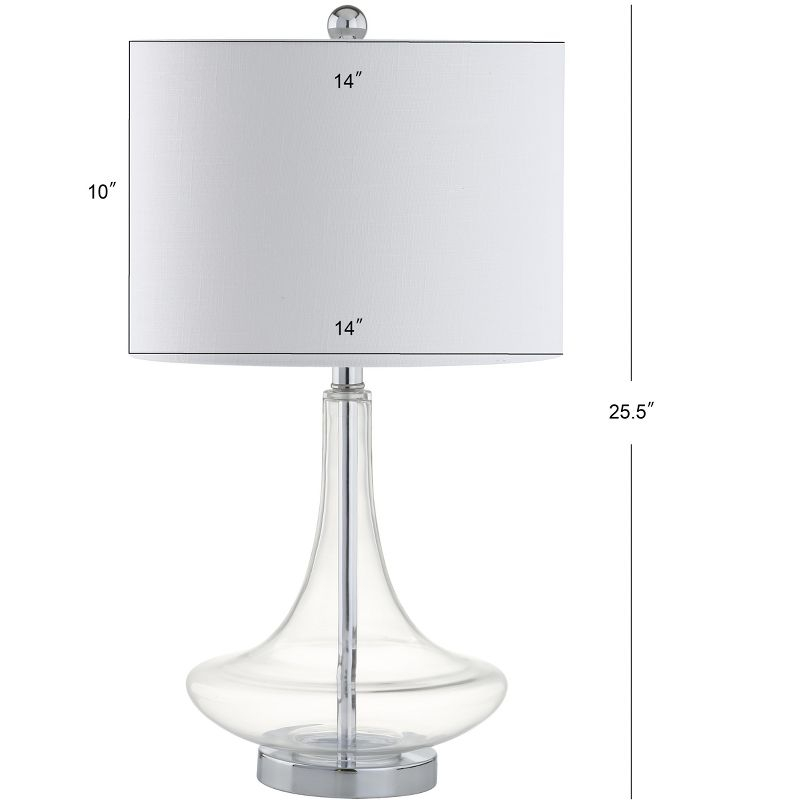 JONATHAN Y Cecile 25.5" Glass Teardrop LED Table Lamp, Clear/Chrome (Set of 2)