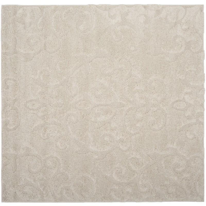 Florida Shag SG470 Power Loomed Indoor Area Rug - Creme/Creme - 6'7"x6'7" - Safavieh