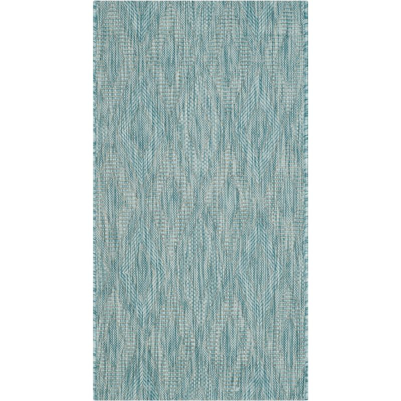 Courtyard CY8522 Power Loomed Indoor and Outdoor Accent Rug - Aqua/Aqua - 2'x3'7" - Safavieh