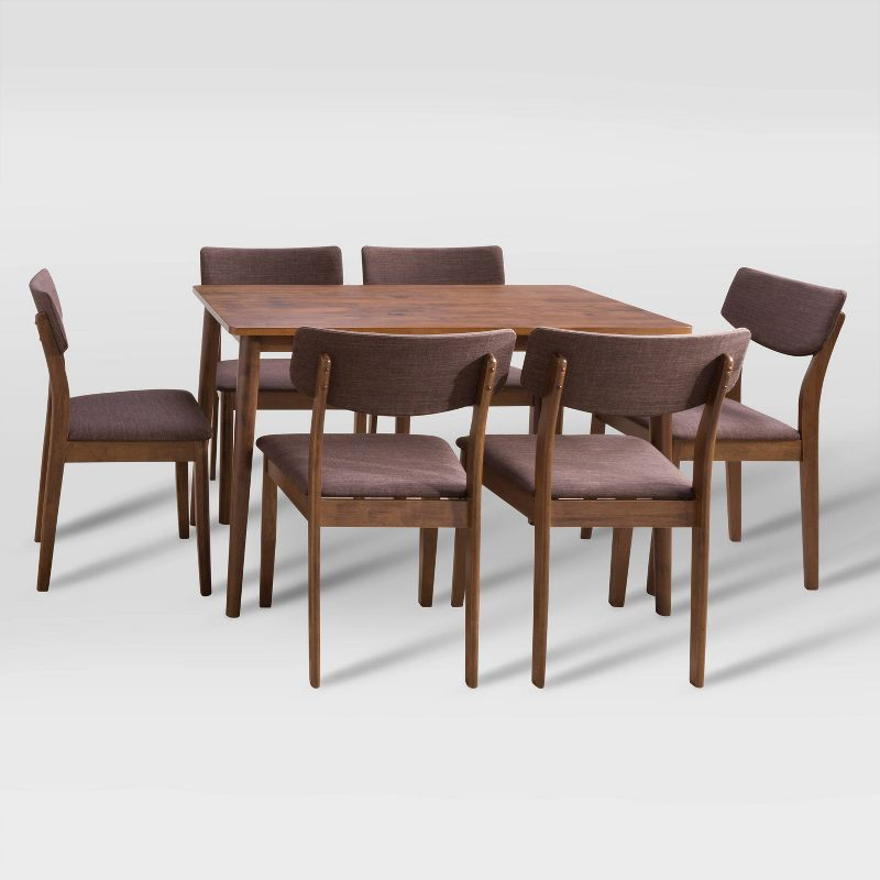 7pc Branson Wood Dining Set Walnut Stain - CorLiving