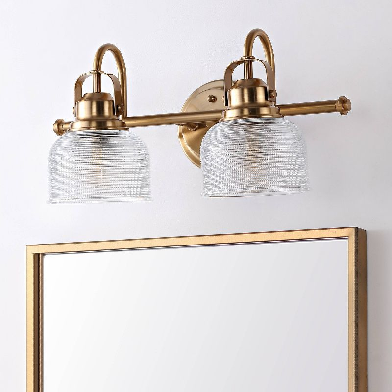17.25" LED 2-Light Metal/Glass Virginia Pendent Brass/Gold - JONATHAN Y: ETL Listed, Bathroom Fixture, Bright Light