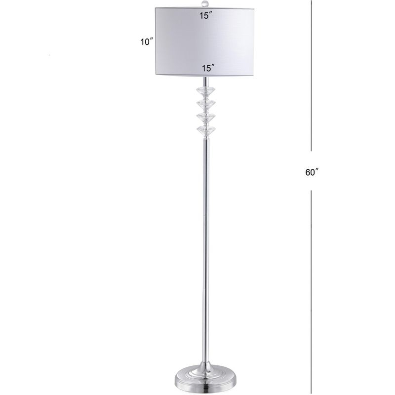 JONATHAN Y Mia 60.5" Crystal/Metal LED Floor Lamp, Clear/Chrome