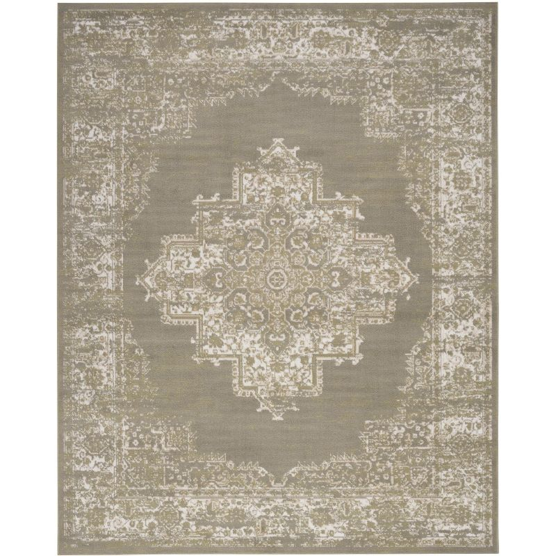 Nourison Grafix Center Medallion Area Rug Olive 7'10" x 9'10"