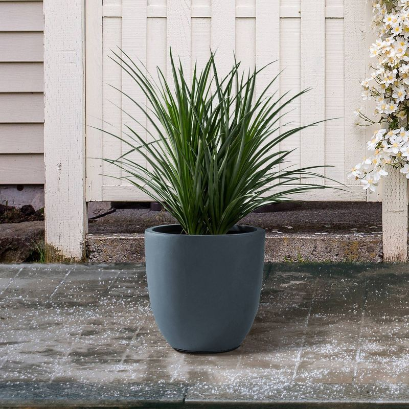 Rosemead Home & Garden, Inc. Kante  Fiberglass and Concrete Indoor Planter Pots Black 10" x 9.8" x 9"