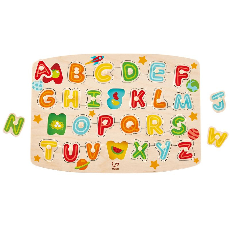 Hape: Peg Puzzle: ABC Picture - 27pc Wooden Puzzle, Ages 3+