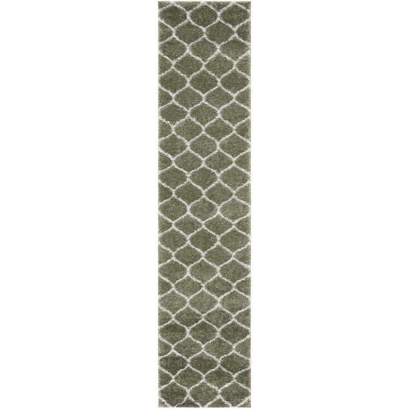 Tahoe Shag THO677 Power Loomed Indoor Runner Rug - Sage/White - 2'x9' - Safavieh