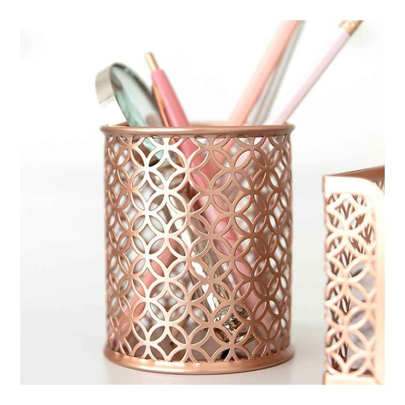 Blu Monaco 6 Piece Rose Gold Desk Organizer Set - Desk Sets- Office Set- Rose Gold Desk Accessories - Desktop Organization