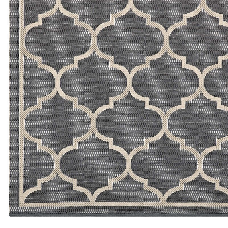 Modway Avena Moroccan Quatrefoil Trellis 9x12 Indoor and Outdoor Area Rug