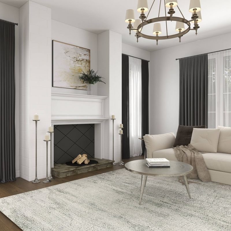 Set of 3 Metallic Aluminum Candle Holders Silver - Olivia & May: Oversized Pillar, Modern Style, Indoor Use